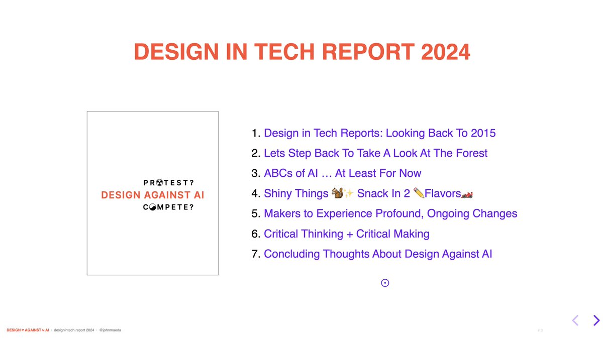 johnmaeda's tweet image. Phew. #DesignInTech Report 2024 is almost ready for @SXSW this upcoming Friday schedule.sxsw.com/2024/events/PP…, weighing in at 91 pages. Since I wanted to 🧑‍🍳 cook a live AI demo for the preso, it's time to switch back to #SemanticKernel developer mode.