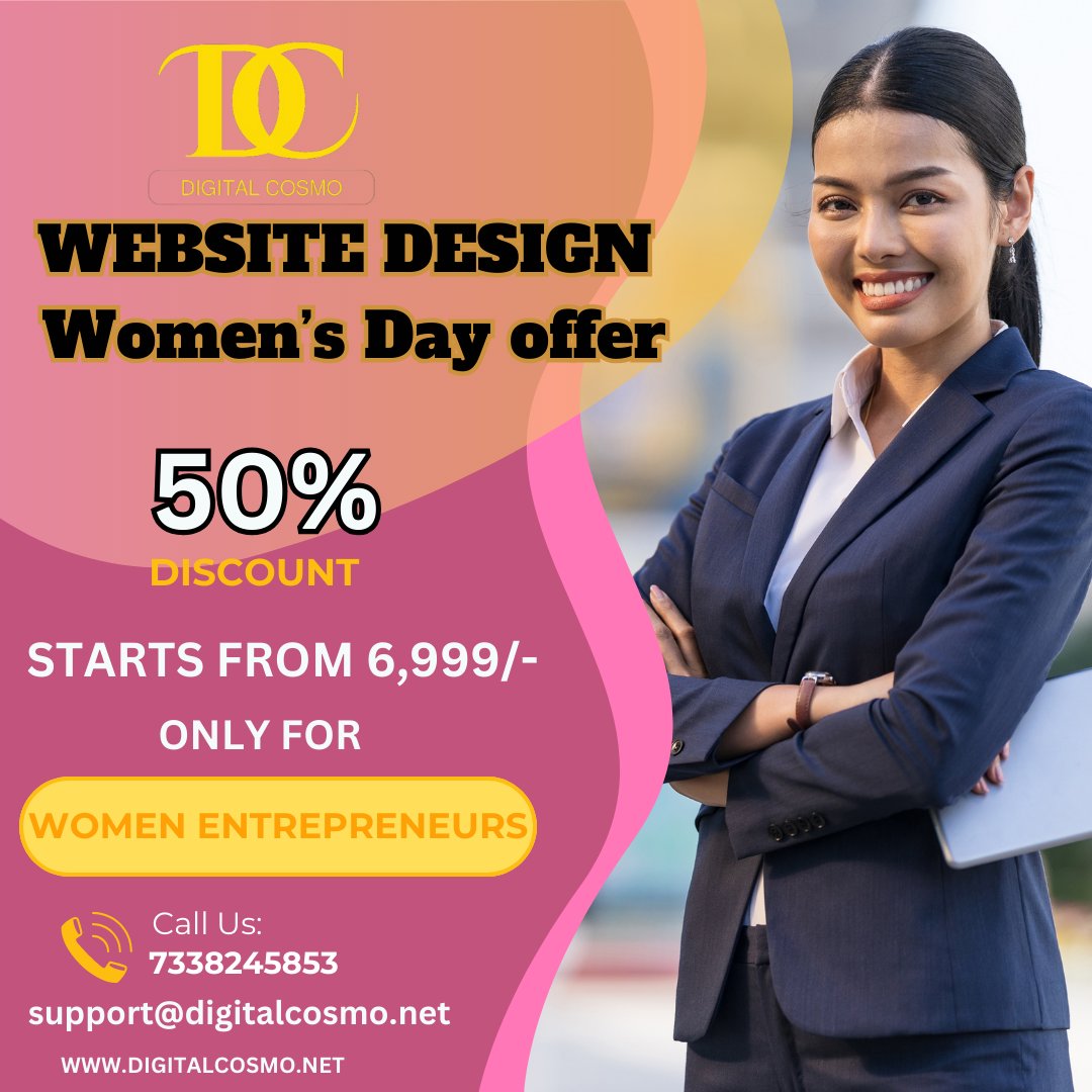 DigitalCosmonet's tweet image. &quot;Unlock the power of digital presence this Women&apos;s Day with Digital Cosmo&apos;s special offer: Enjoy a 50% discount on all Website Design services!&quot;
#WomensDay #DigitalCosmo #WebsiteDesign #EmpowerHer #OnlinePresence #ExclusiveOffer #WomenEntrepreneurs #WebDesign #Website
