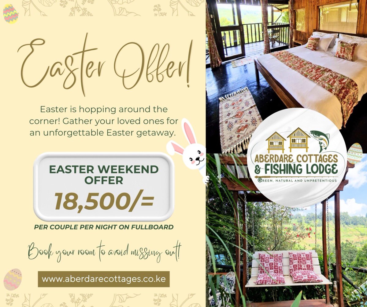 This coming Easter, choose wellness & sustainability! ♻️ Our rustic Murang'a eco-lodge offers a nature-filled escape in the Aberdares, where you can reconnect with yourself and the Earth. Limited spots available, book now! #SustainableTravel #EasterGetaway #Easter #Travel