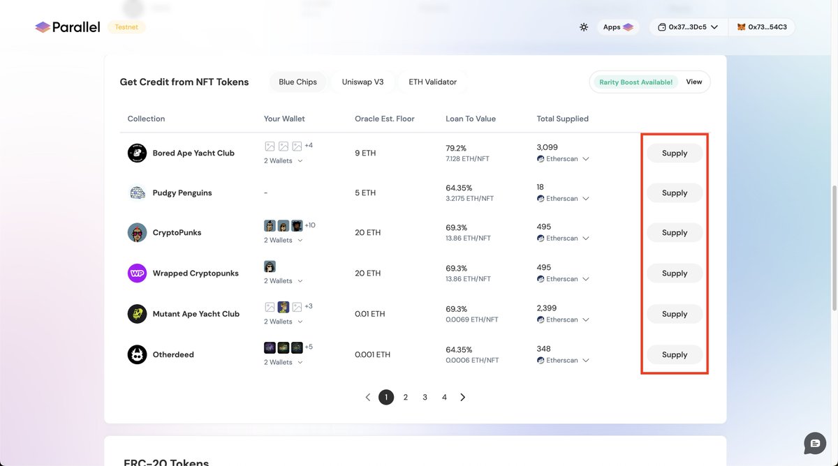 ParallelFi_HQ's tweet photo. 4/ Once you've received test tokens, head over to the Lending app and supply some tokens.

Once you've supplied some tokens, you can borrow against your collateral. https://t.co/0c7GrV5Hke