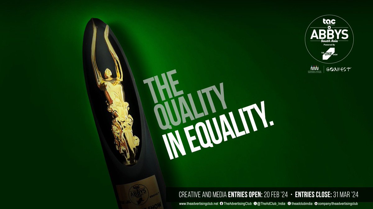 TheAdClub_India's tweet photo. Embracing equality and celebrating diversity at the 2024 ABBY Awards. 
Submit your entries to be part of the grand celebration.

#ABBY2024 #ABBYAwards #AdvertisingExcellence #ABBYCelebration #AdAwards #CreativeExcellence #ABBYShowcase
#AdvertisingAchievement #ABBYRecognition https://t.co/u2ueJVOJ6e