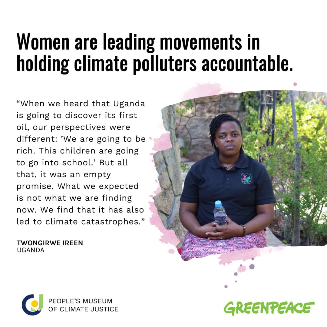 WogemU's tweet photo. We must hold #BigPollutersAccountable for the #LossandDanage caused in our communities. #FossilFuels are the major causes of #ClimateCrisis and #plasticpollution. #Marginalisedwomen are the most affected. @Greenpeace #ClimateJusticeNow @DontGasAfrica https://t.co/2qPiXYHmHm