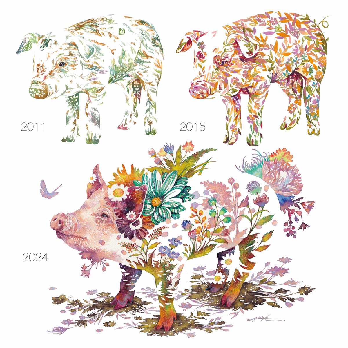 no humans white background flower chinese zodiac boar animal focus animal  illustration images