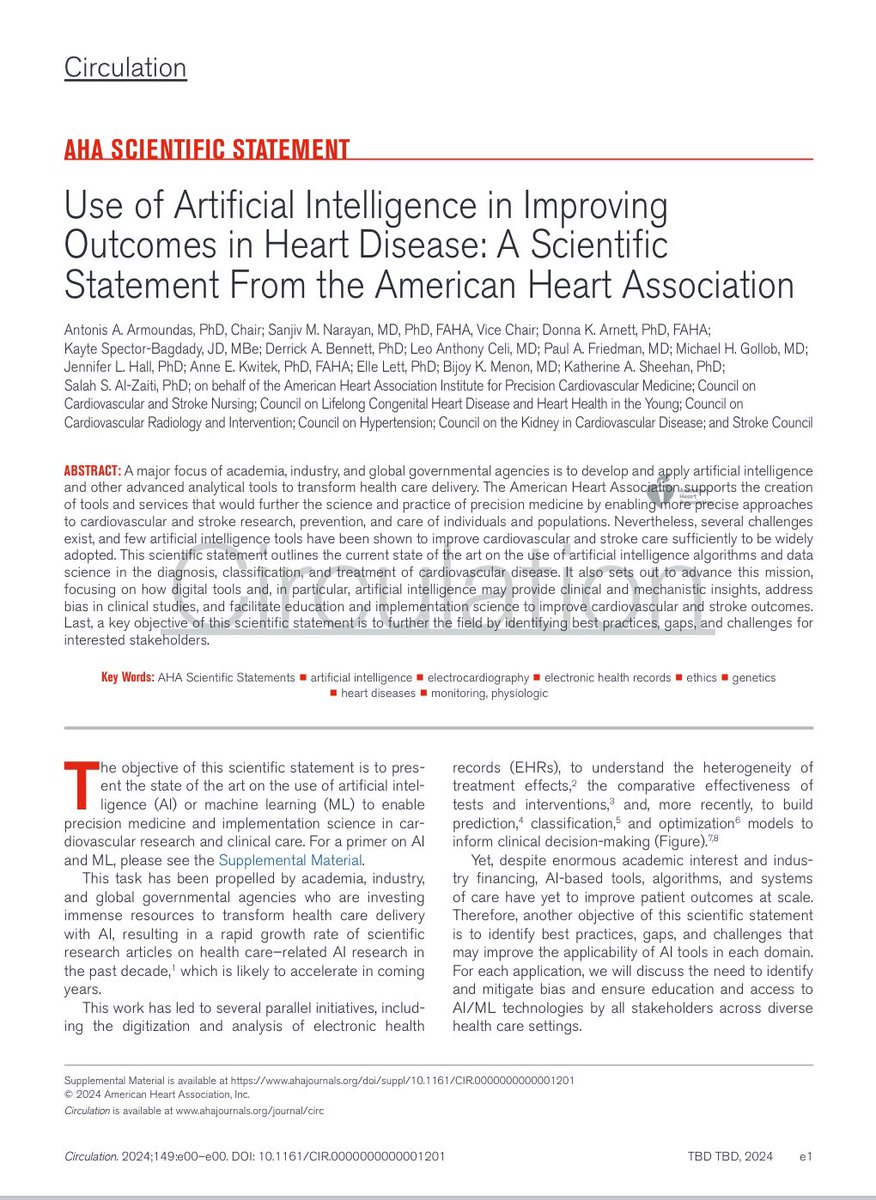 📣Artificial intelligence to improve outcomes in  heart disease 👉ahajournals.org/doi/epdf/10.11… <a href="/hgermanstrias/">Hosp. Germans Trias</a> <a href="/GTRecerca/">IGTP</a> @IcorCat <a href="/CircAHA/">Circulation</a> <a href="/David_Ouyang/">David Ouyang, MD</a> <a href="/masitges/">marta sitges</a> <a href="/lamcardio/">Carolyn Lam</a> <a href="/Drroxmehran/">Dr Roxana Mehran</a> <a href="/CMichaelGibson/">C. Michael Gibson MD</a> <a href="/drjohnm/">John Mandrola, MD</a> <a href="/mmamas1973/">Mamas A. Mamas</a> <a href="/victoria_vilata/">Victoria Vilalta</a> <a href="/Xavi_Carrillo7/">Xavier Carrillo</a> <a href="/escardio/">European Society of Cardiology</a>