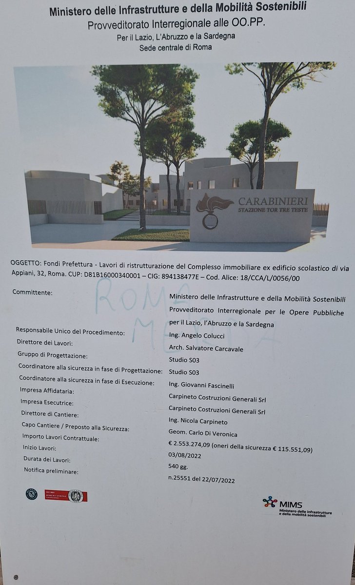 rodolfo murra (@rodolfomurra) on Twitter photo Caserma RadioMobile C.C. a Tor Sapienza: lavori fermi da sei mesi e cantiere abbandonato. Che dicono <a href="/Prefettura_Roma/">Prefettura di Roma</a> (che paga), <a href="/_Carabinieri_/">Arma dei Carabinieri</a> <a href="/mitgov_it/">Ministero delle Infrastrutture e dei Trasporti</a> C'è intenzione di accertare la verità da parte di <a href="/rep_roma/">Repubblica Roma</a> e <a href="/ilmessaggeroit/">Il Messaggero</a> ?? Caserma RadioMobile C.C. a Tor Sapienza: lavori fermi da sei mesi e cantiere abbandonato. Che dicono <a href="/Prefettura_Roma/">Prefettura di Roma</a> (che paga), <a href="/_Carabinieri_/">Arma dei Carabinieri</a> <a href="/mitgov_it/">Ministero delle Infrastrutture e dei Trasporti</a> C'è intenzione di accertare la verità da parte di <a href="/rep_roma/">Repubblica Roma</a> e <a href="/ilmessaggeroit/">Il Messaggero</a> ??