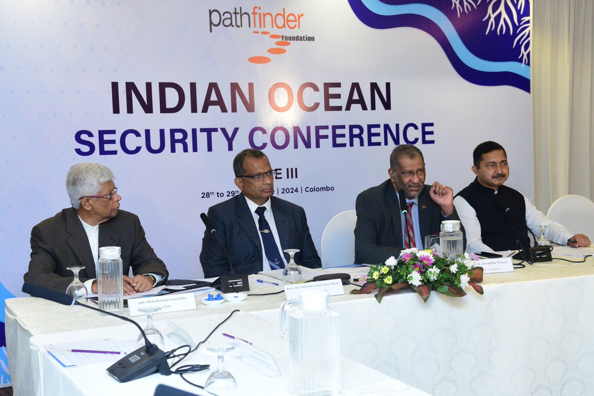 pathfinderSL's tweet photo. #Day01 of #PFIOSCIII featured the first two sessions of the conference:
#Session01 - "Indo-Pacific strategy and its implications on the Indian Ocean community" and #Session02 - "Underwater Domain Awareness: Security and economic dimensions"
#PFIOSCIII #SecurityConference #PF https://t.co/BvGwb9cufb