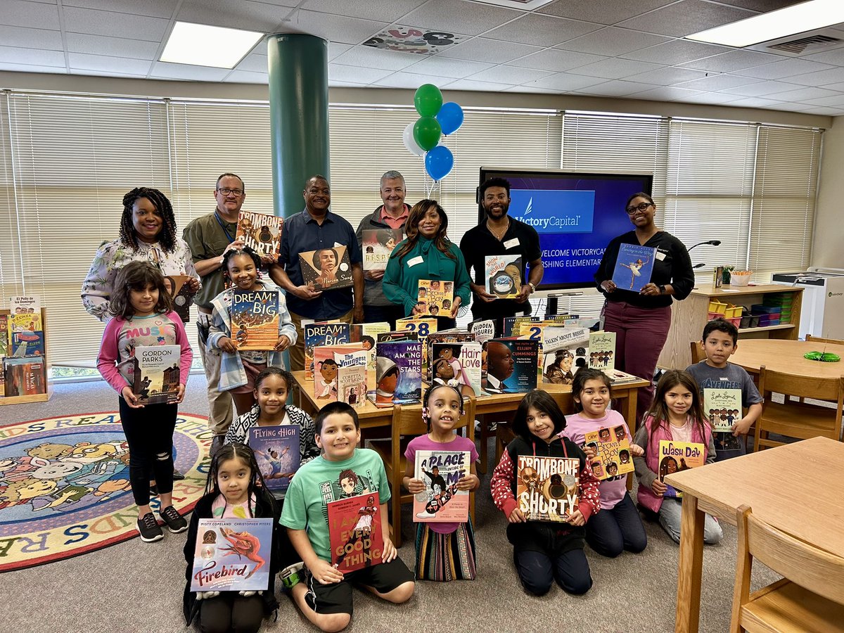 Thank you to Mrs. Jackson and her Victory Capital colleagues for investing in literacy at Pershing Elementary!  📚😃The BEAUTIFUL donated books and time spent on campus today created  positive memories for students and staff alike. #ReadAcrossAmerica2024
<a href="/SAISD/">San Antonio ISD</a>