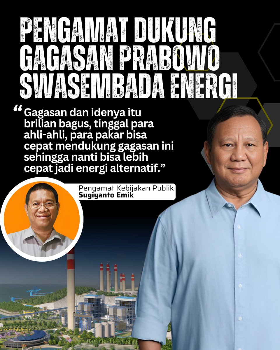 Gagasan untuk #SwasembadaEnergi harus cepat direalisasikan dengan maksimal, mengingat indonesia masih memiliki suplay bahan baku untuk green energy.