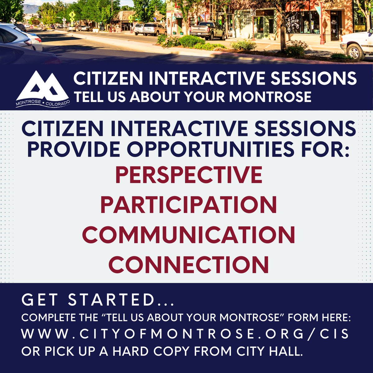 Have you heard about the new Citizen Interactive Sessions at the City of Montrose?
These sessions provide an enhanced opportunity for citizen engagement, feedback, and input. Check out more information here: cityofmontrose.org/301/City-Counc….