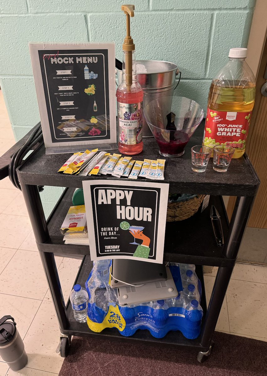 🎉🍹 Today I hosted an APPY Hour! And of course, an APPY hour wouldn't be complete without a mocktail. In honor the IAR test we had the Exam Elixir, a Dragon Fruit Refresher Dupe from Starbs! Next Canva Cooler??? #teachers #appyhour #techcoach #inspiredbytech #inspiredbycoaching