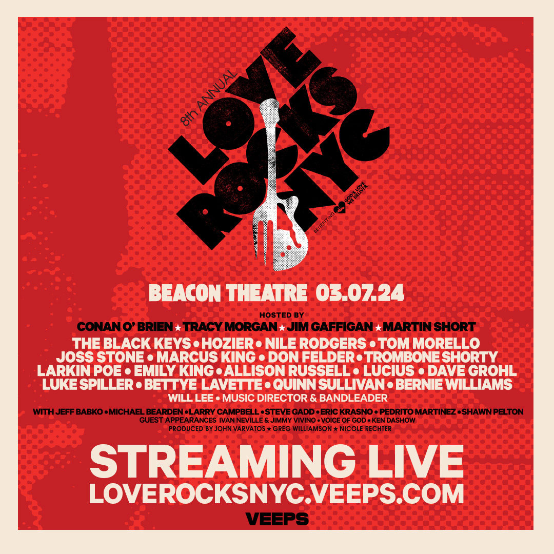 THRILLED to join the stage at the 8th Annual #LoveRocksNYC on Thursday night, benefiting @godslovenyc! Watch live with @veeps at veeps.events/loverocksnyc and help support #GodsLoveWeDeliver! The show will be livestreamed for just $20 #FoodIsMedicine #FoodIsLove