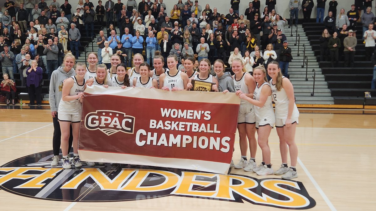 The 2023-24 GPAC Women's Basketball Tournament Champs the <a href="/dordtdefenders/">Dordt Defender Athletics</a>!