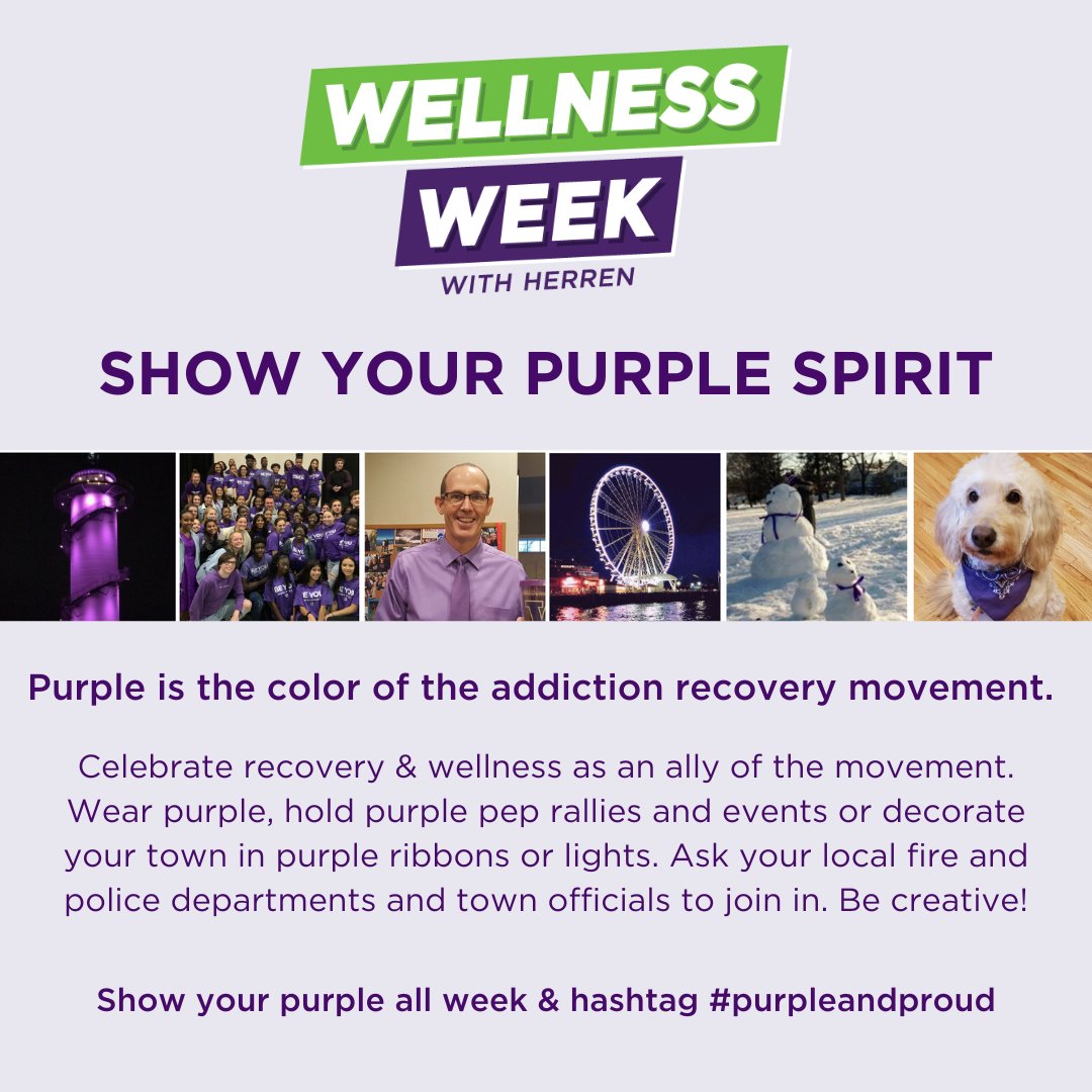 HerrenProject's tweet photo. WE ARE PURPLE AND PROUD! We celebrate the power of recovery and wellness nationwide. Join us and show your purple spirit! Make sure to tag us and use #purpleandproud!
#purpleandproud #beyoulivewell #WWWH23 https://t.co/Aqm1zWnHjn