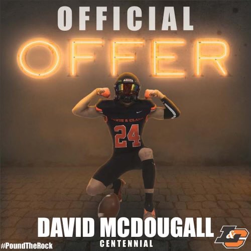 Blessed to receive my first official offer to Lewis &amp; Clark University. 
Thank you Coach Read!

<a href="/BruceRead22/">rocket</a> <a href="/LCPiosFB/">Lewis & Clark Football</a> <a href="/LCPioneers/">L&C Pioneers</a> <a href="/MattWigleyLS/">Matt Wigley Long Snapping</a> <a href="/TheChrisRubio/">Rubio Long Snapping®</a> <a href="/KohlsSnapping/">Kohl's Snapping Camps</a> <a href="/Cen10Football/">Corona Centennial Football</a>