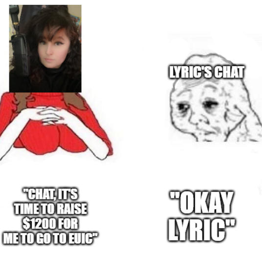 LyricOfWisdom's tweet photo. ...chat wants me to raise money so I can go to EUIC to hang out with the homies...

I did not ask for this 

(I promise) https://t.co/7k519AIgBH