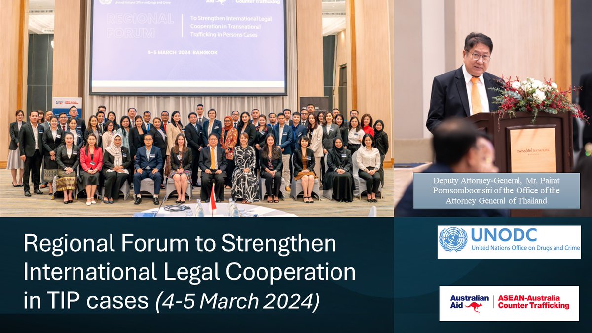 A range of legal, institutional & practical challenges hinder international cooperation in #HumanTrafficking cases. Over 50 participants from across #ASEAN spent two days working through solutions with colleagues from @UNODC_SEAP & #ASEANACT.