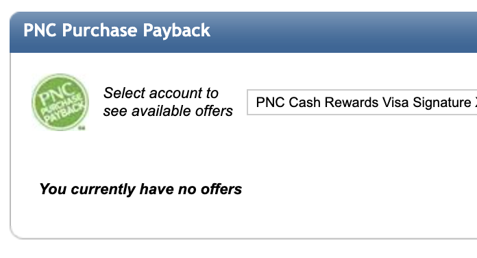 ericjdesigns's tweet photo. Hey @PNCBank_Help, any reason why "PNC Purchase Payback" options aren't displaying Cash Back offers on desktop online banking? It's been like this for days.

Any update would greatly appreciated. https://t.co/Q8U0dnD3WR