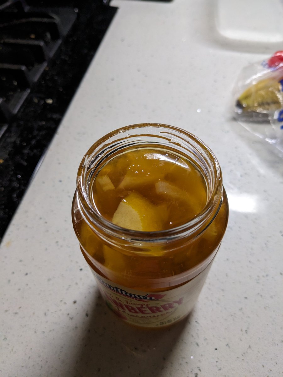 made lemon marmalade. the plastic jar i tried putting it in deformed due to the heat lmao