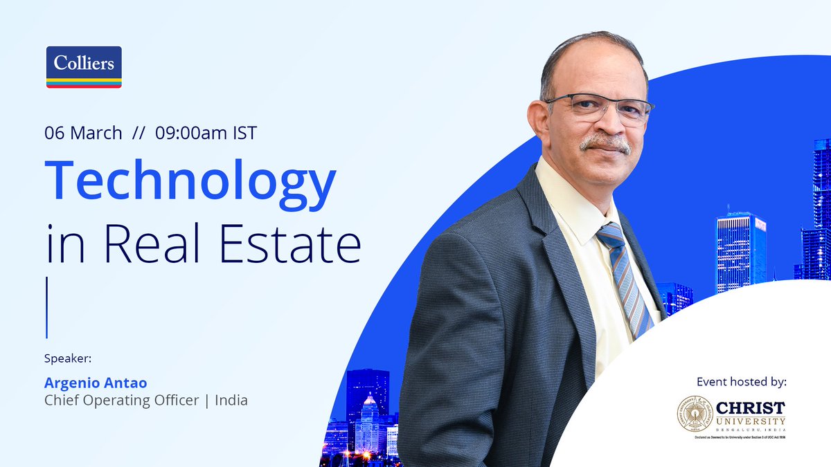 colliers_ind's tweet image. We are pleased to share that Argenio Antao will deliver a lecture on ‘Technology in Real Estate’ at Christ University, Bangalore.

Learn more: ow.ly/b6yo50QLpi0

#ColliersIndia #IndiaRealEstate #technologyinrealestate #india #bengaluru #techrevolution #PropTech