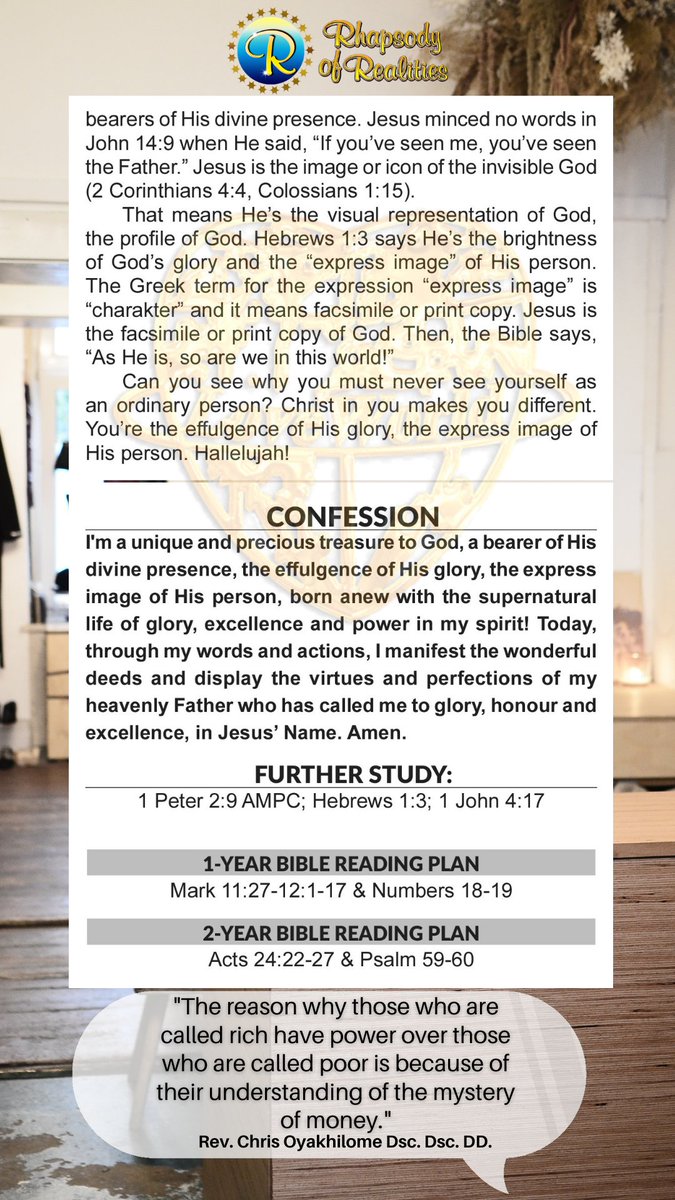You’re a partaker of the divine nature, a God-carrying vessel. You represent divinity. You’re a heavenly being. You’re the extension and expression of Christ in your world. It brings to mind a lovely testimony by one of our pastors of a certain family that came to see him in...