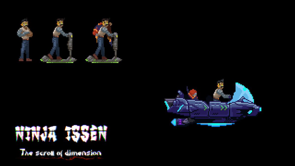 This is the process of changing Hanzo's vehicle.

He happens upon Kiba, dying from the wounds he sustained in battle, and drags him back to his workshop where he saves the man’s life.🪛🥷

🔽#NinjaIssen(#忍者一閃) Steam store.steampowered.com/app/1714550/Ni…

#Steam #NinjaAction #Indiegame