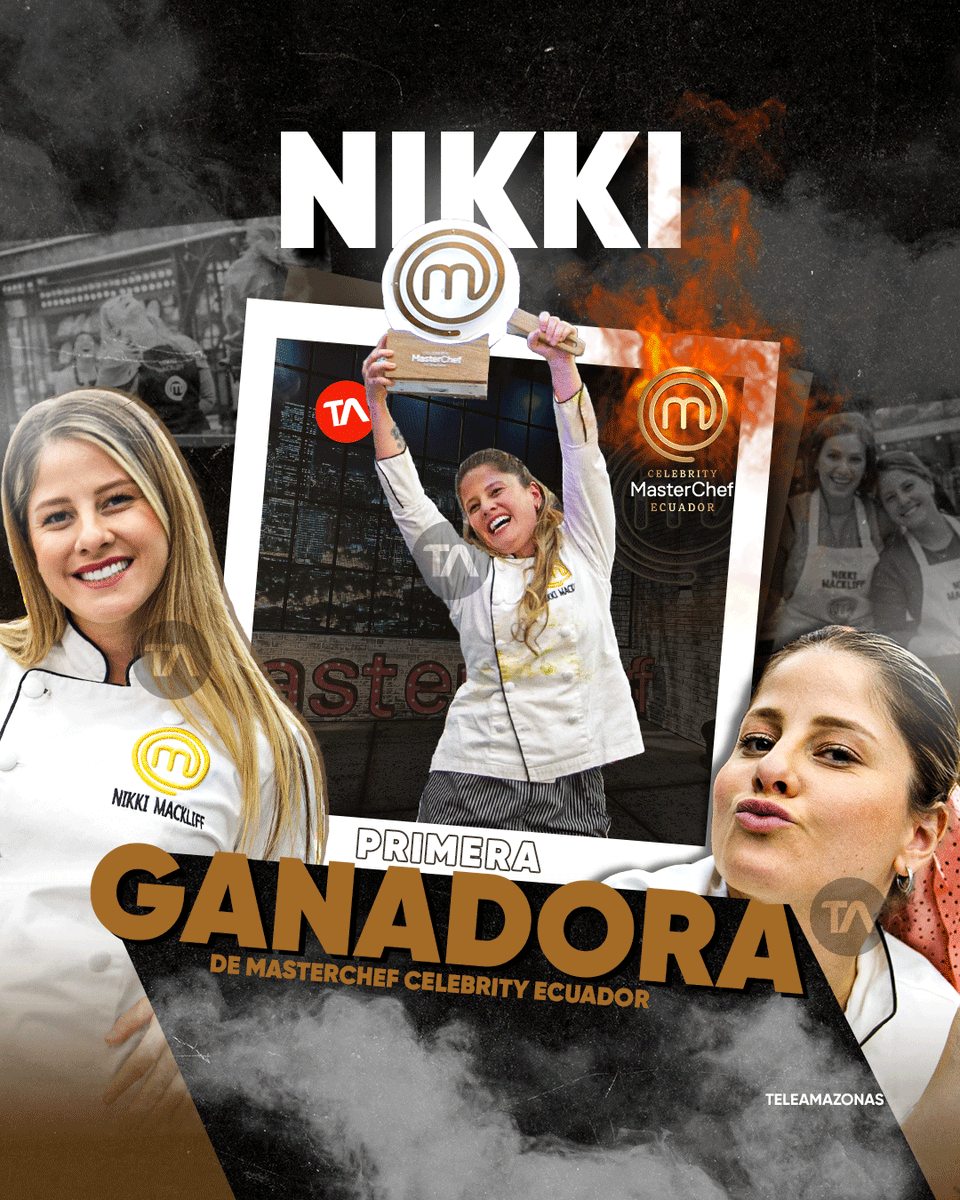 teleamazonasec's tweet photo. #MCCelebrityEc 🏆 | ¡NIKKI MACKLIFF HACE HISTORIA! 💞🧑‍🍳 Es la ganadora de la #GranFinalMCC de MasterChef Celebrity Ecuador🥇👏 Levante la mano el #TeamChucky 😃🙋‍♀️ https://t.co/V2bUJxcUGQ https://t.co/fJZQMKUC4x