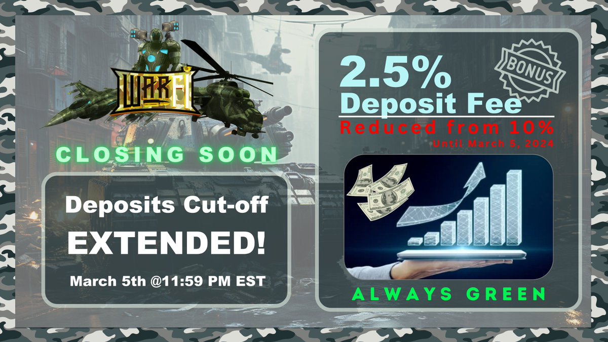 🚨FINAL HOUR & LAST CHANCE!! There's only 1 hour left until the deposit window closes 🤯 Get your money working for you in the safest and most consistent profit making machine in defi! 27 months of GREEN and we're not slowing down 💪 warfi-tradingbots.com #crypto #BTC #profit