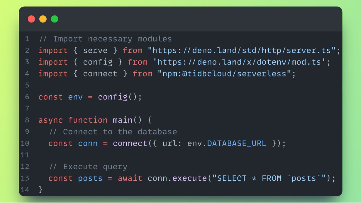 🎉 Integrating TiDB Serverless with <a href="/deno_land/">Deno</a>  has never been easier! Dive into our step-by-step guide to seamlessly connect these powerful technologies. 👇github.com/hooopo/tidb_de…