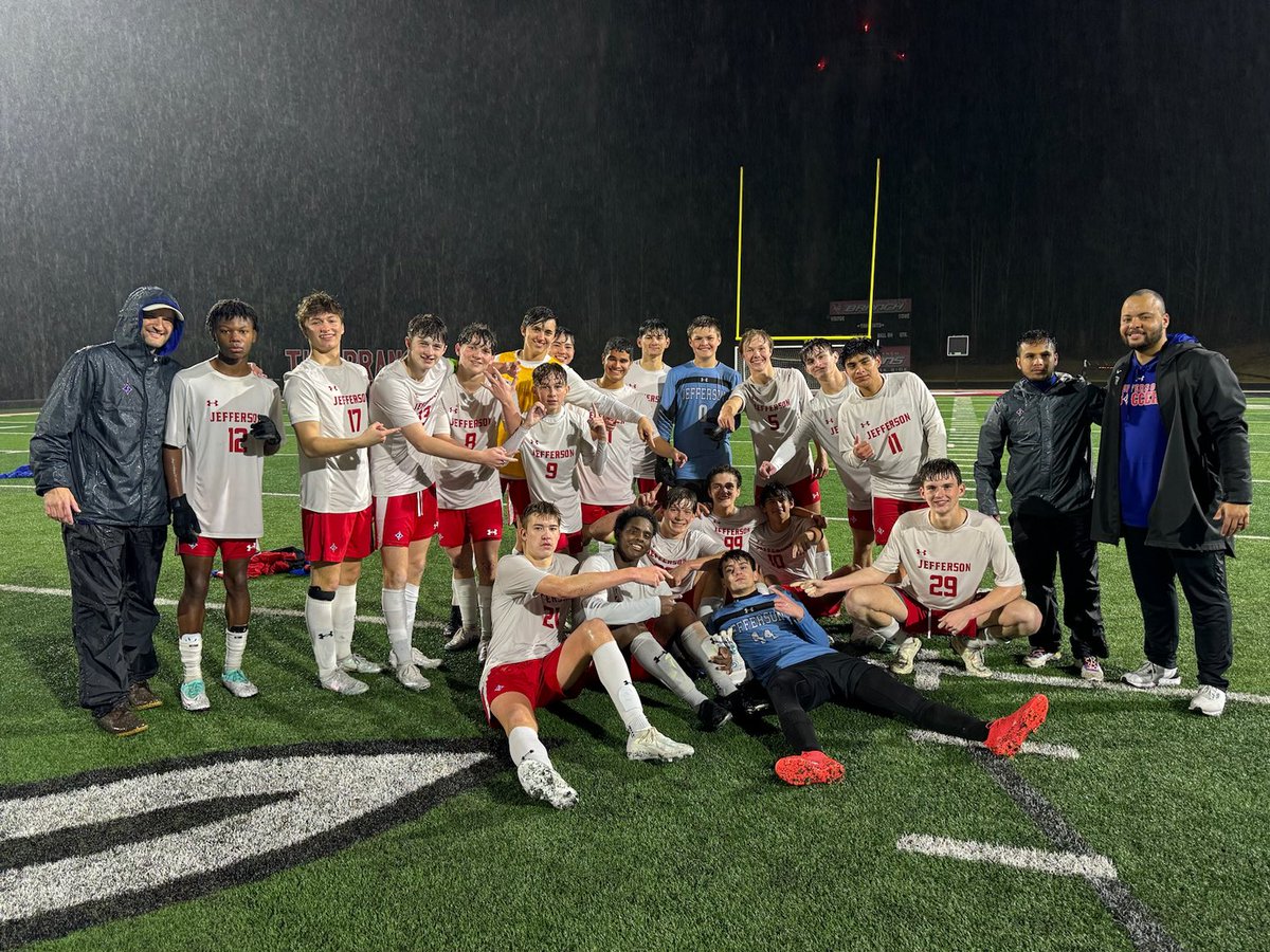Very proud of these young men!! Battle in the rain all night!! Played all the way into PKs & got the win to start region play 1-0!! This is a group of selfless young men who will do whatever necessary if it benefits the team!! Well done players & coaches!! #PlayWithPassion