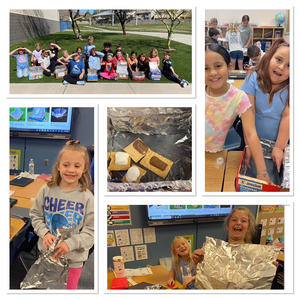2nd graders in Mrs. Alway’s class created solar ovens today! Enjoying the beautiful day while practicing stem engineering- sounds like a great day! @DVUSD #wearestem #stem #stemeducation