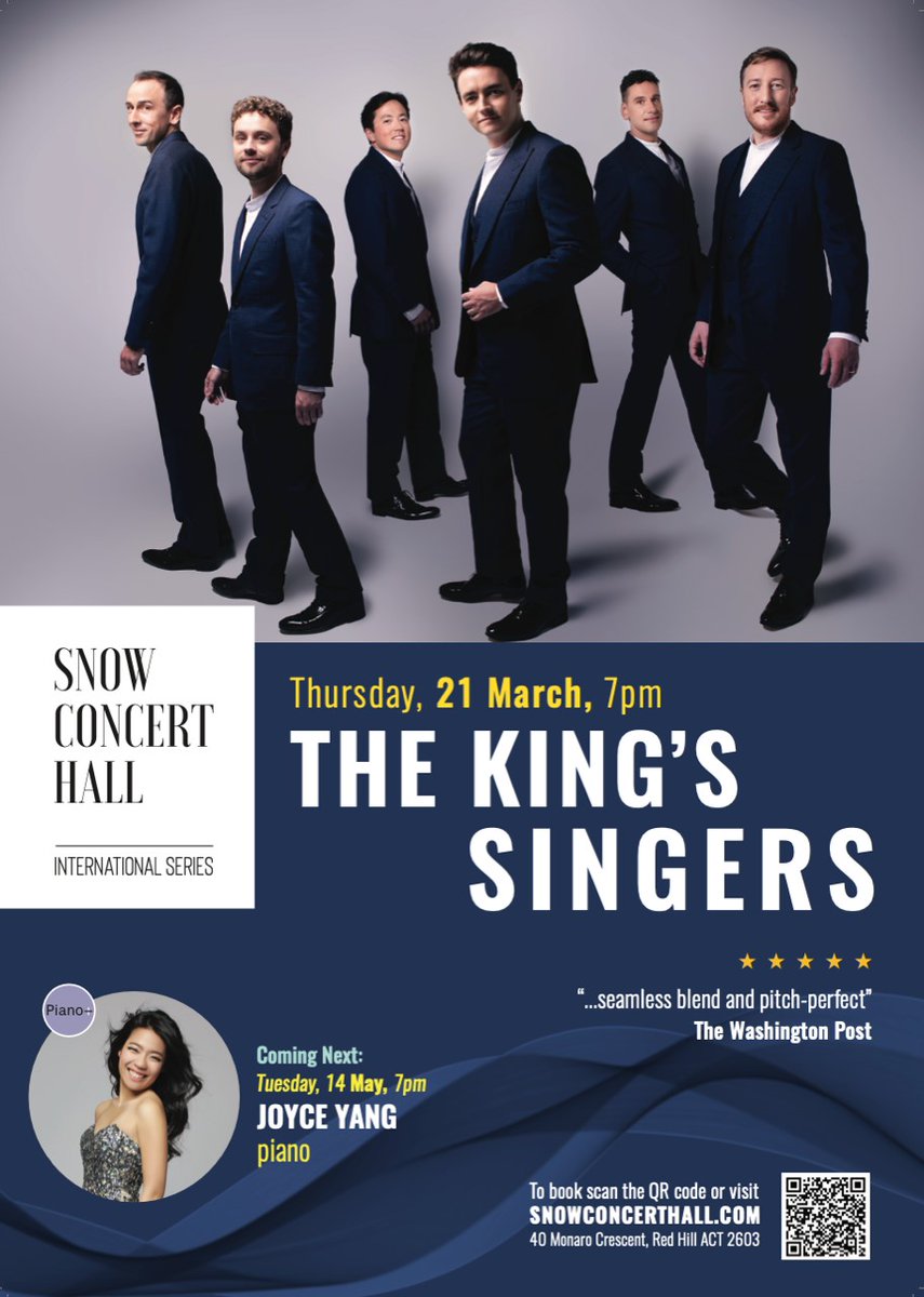📢UK’s A Capella singing group ‘The Kings Singers’ will be in Canberra!! And all set to perform at Canberra’s new 'The Snow Concert Hall' on March 21st. Folks interested in the event can visit the website for information and tickets 👇 snowconcerthall.com/the-kings-sing…