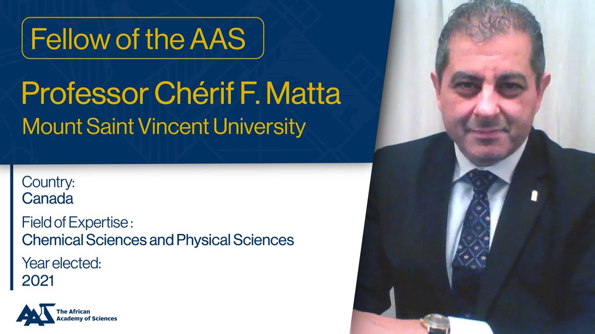 Prof Chérif F. Matta is a quantum #chemist & theoretical #biophysicist and an #AASFellow. He's made discoveries in the theory of chemical bonding, mitochondrial enzymatic thermochemistry, and quantum crystallography. Learn more 👉 shorturl.at/gns36 #AASFellows @MSVU_Halifax