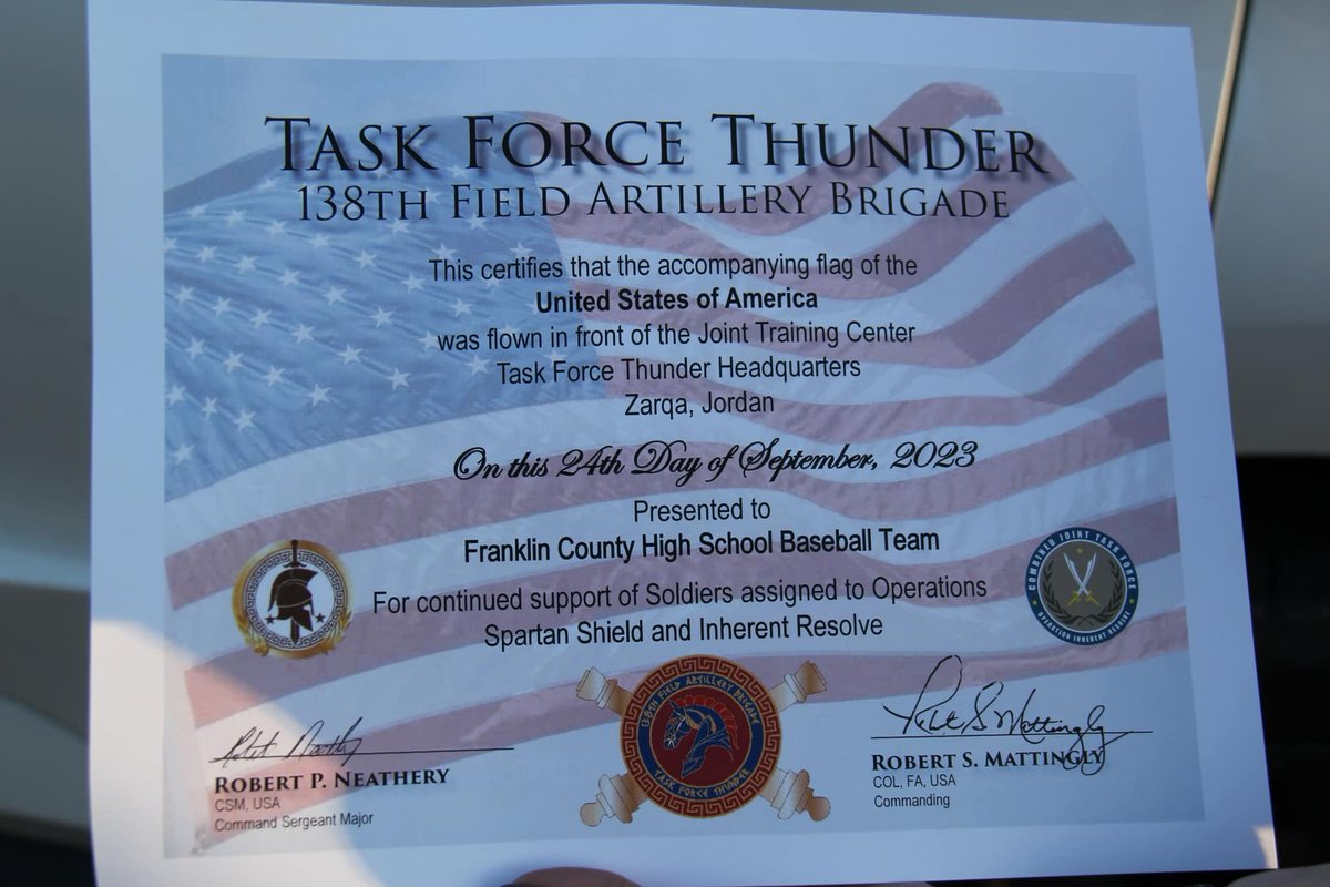 Currently, a Flyer family has a dad serving w Kentucky National Guard. Last night, Flyers had a flag presented to them that will fly over Flyer Field this season in honor of his service &amp; all those serving. Flyers send their prayers &amp; thanks to our military &amp; their families.