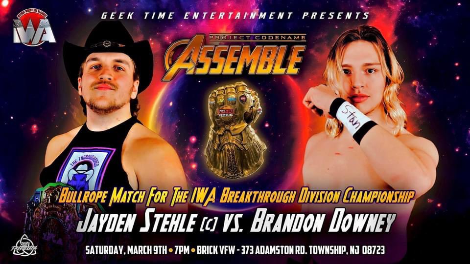 A Bullrope Match comes to Brick, NJ THIS SATURDAY as Jayden Stehle defends the IWA Breakthrough Division Title against long time rival Brandon Downey!!! Get tickets: tinyurl.com/PROjectcodenam…