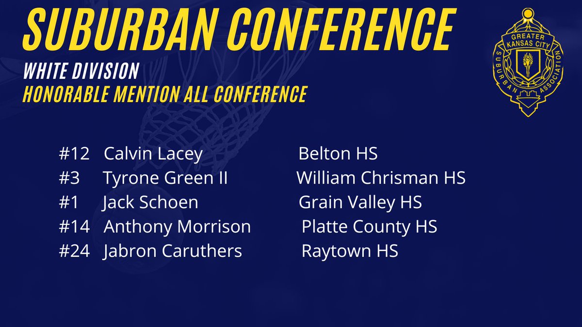 Congratulations to the Suburban Conference White Division Honorable Mention all-district team.  Our very own Tyrone Green!