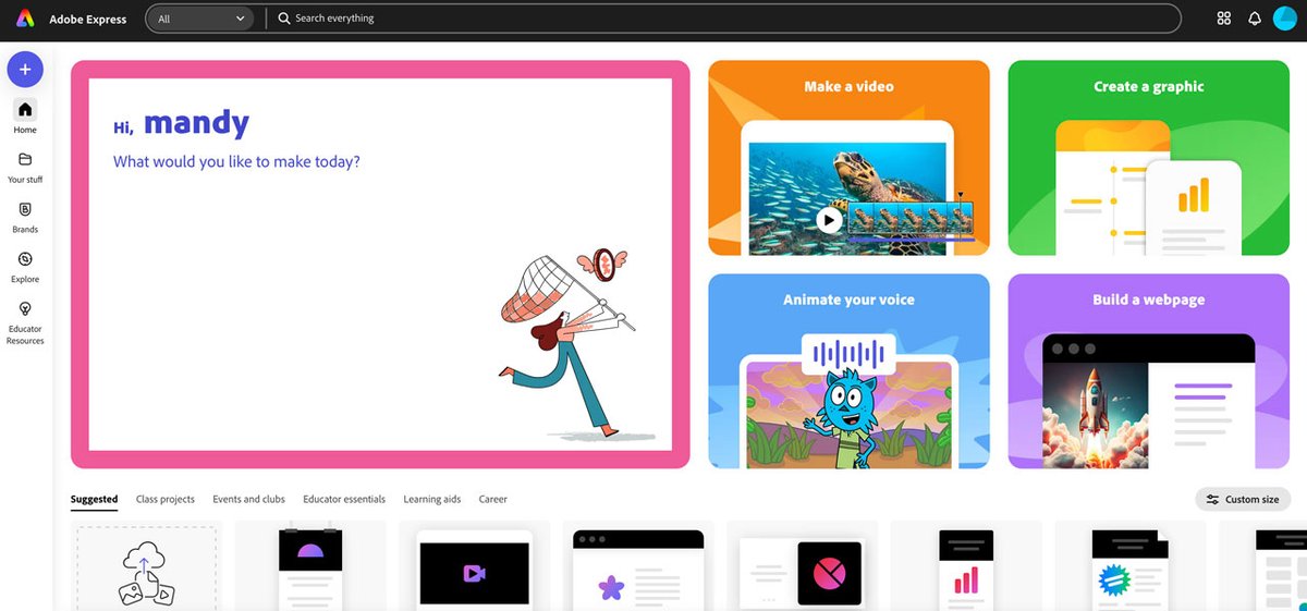 Loving the new look of Adobe Express when K-12 students sign in with their school accounts ...