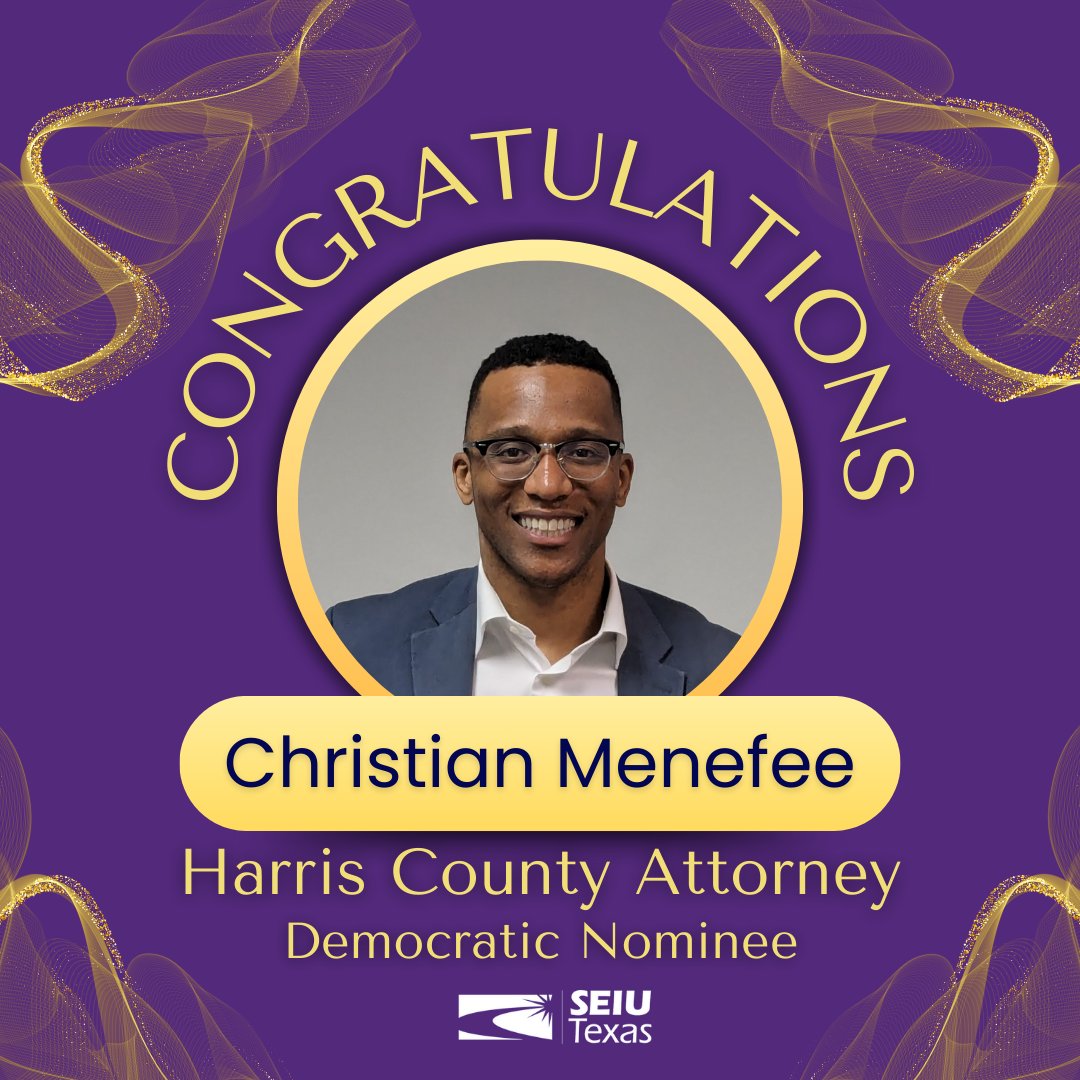 We were proud to support @CDMenefee in the primary after he has protected working families as Harris County Attorney, and we’re proud to support him in the general too!