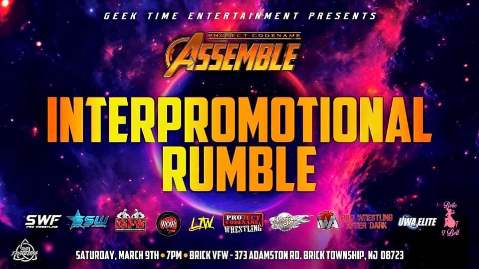 Possibly maybe 201 Person Interpromotional Rumble THIS SATURDAY in Brick, NJ feat. stars from @SWFLive @LiveLtw @UWAElite @ISPWWrestling @sawprowrestling @PWafterdark @ShoreStarPW @Belle2Bell @WOWPROWRESTLING @FindYourselfPro @PROject_CW Get tickets: tinyurl.com/PROjectcodenam…