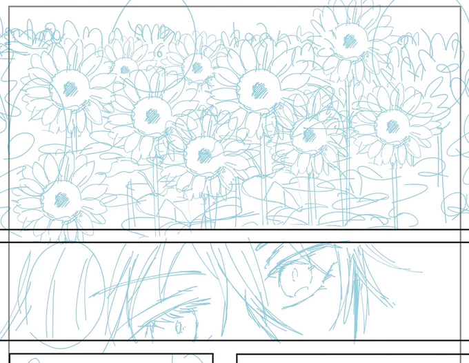 妄想つるさにわ暫くは彩度低めのお話になりそう〜今日は向日葵をたくさん描きます🌻 
