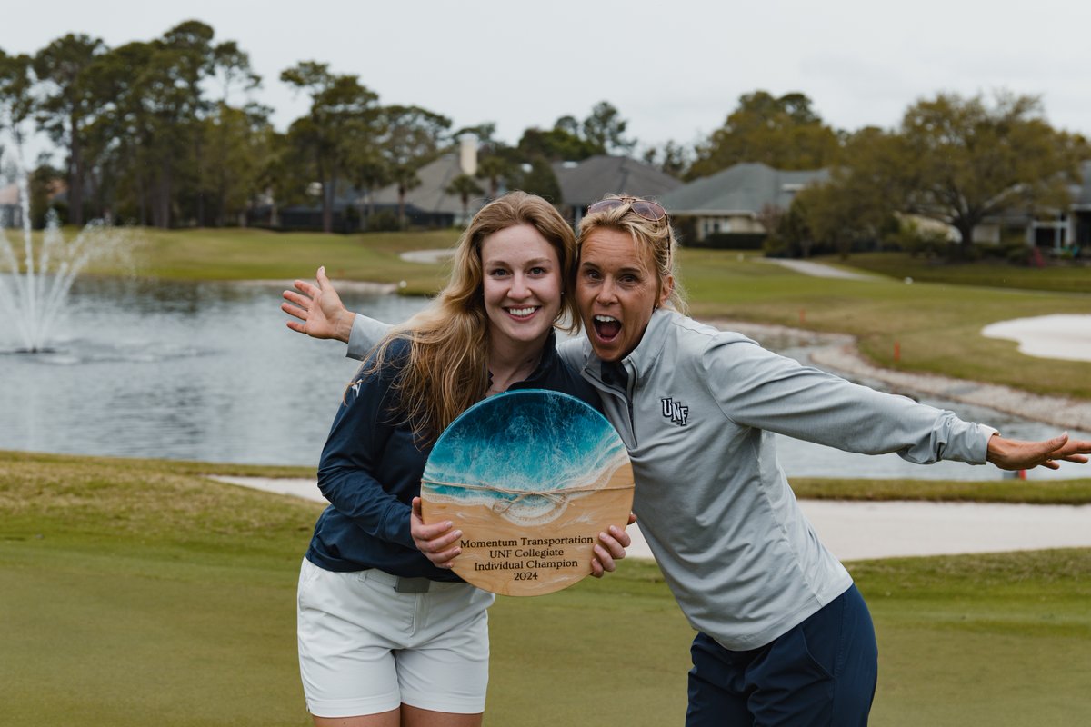 OspreyWGolf's tweet photo. Christin Eisenbeiss resets various program records on her way to a third-career medalist crown victory at the Momentum Transportation UNF Collegiate on Tuesday afternoon!

🗞️ >> https://t.co/4Y9XqUpAFk
📊 >> https://t.co/u4texEMaFe

#BirdiesOfPrey https://t.co/Axyn4biXfZ