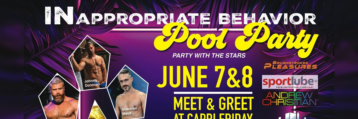 Dalton Riley is one of the stars for the Inappropriate Behavior Pool Party 2024 in the Parliament Resort in Augusta GA. This June 07th and 08th @DaltonRileyXXX @CainMarkoXXX @JohnnyDonovannn @Sherman_Maus @JJKnightXXX