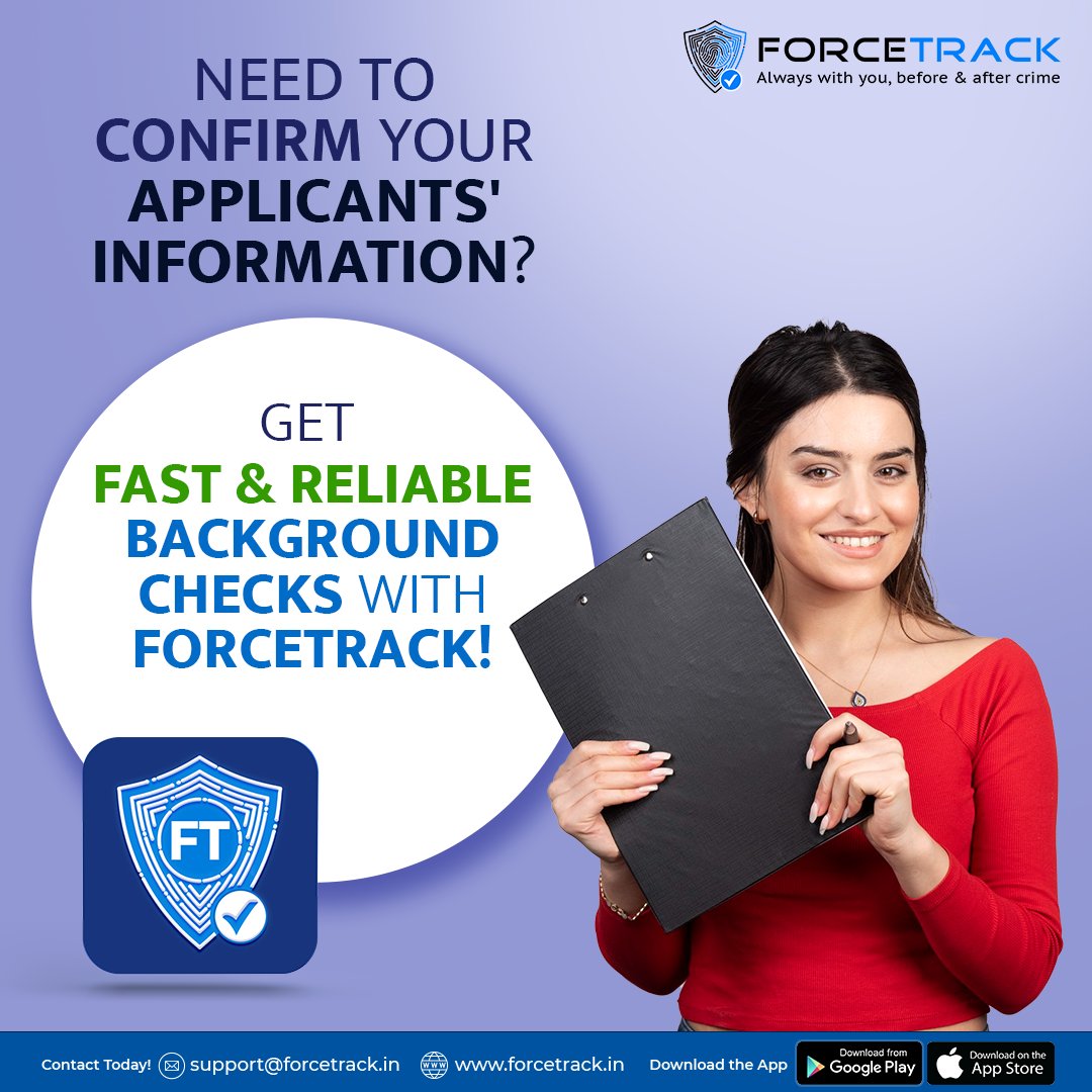 forcetrack's tweet photo. Smart decisions, strong foundation. ForceTrack: Your trusted partner in employee background checks.
.
Download Forcetrack App Now!
.
For more Information Login on- https://t.co/zwfNVLdnka
.
.
#ForceTrack #EmployeeInformationReport #PoliceVerification #TrackingAndTracing https://t.co/wFBNtS5l1k