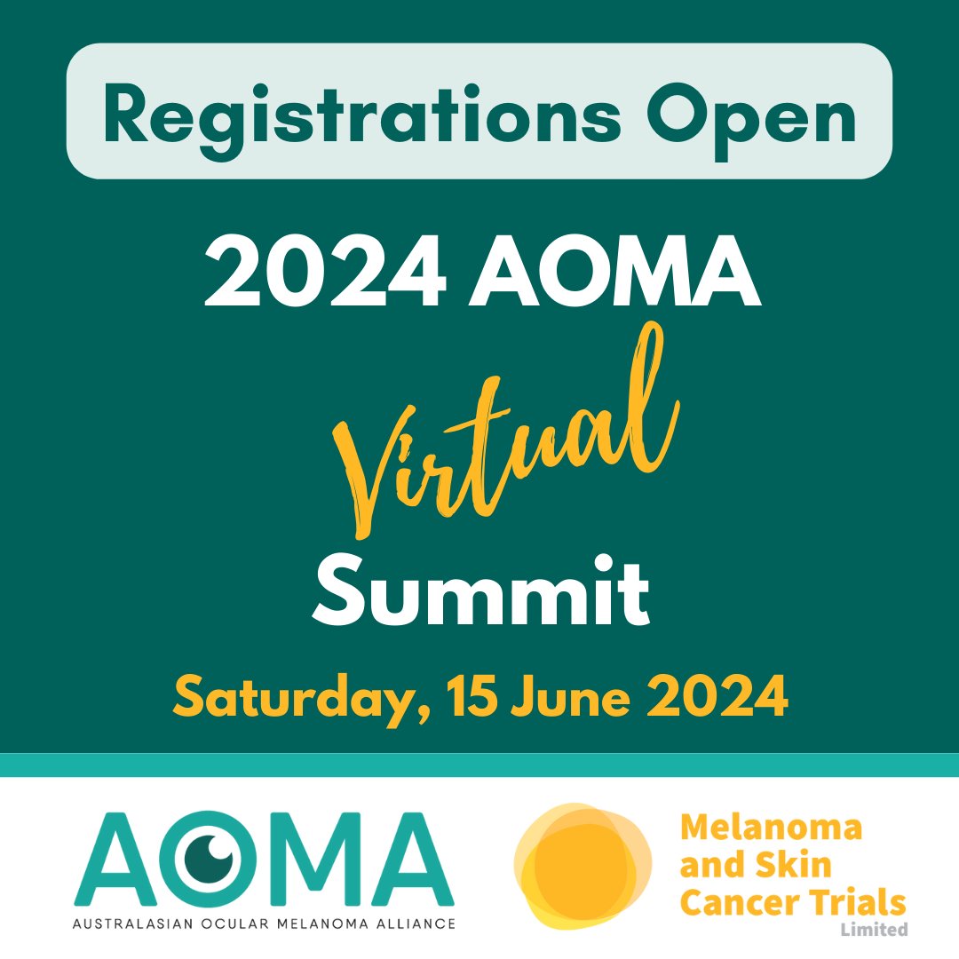 Registrations now open! Australasian Ocular Melanoma Alliance (AOMA) Virtual Summit, 15 June 2024. This free, all-day online event will feature international & Australian ocular melanoma experts + consumer sessions. Register masc.org.au/aoma-summit/ @AnthonyMJoshua @IrisMelanoma