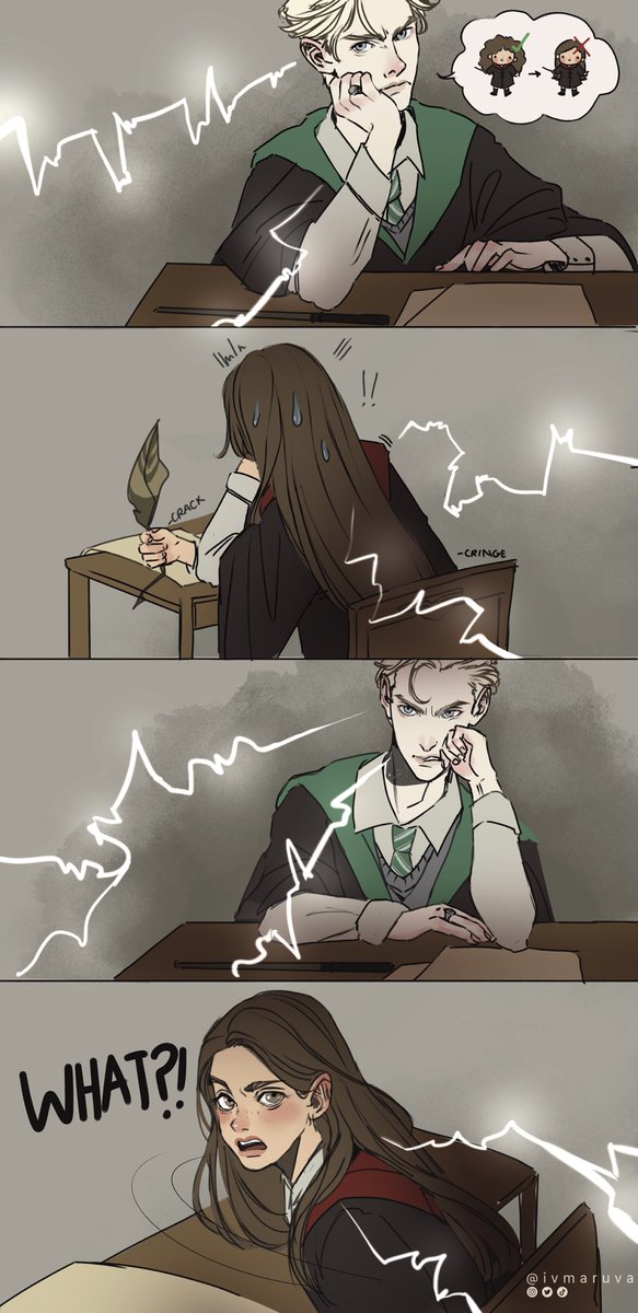 Hermione finally caved in and let Lavender use some sleek-easy potion and some extra strong hold spells on her hair.
Naturally, Draco absolutely HATES it since he secretly loves her wild curls.

What do you think he said to her?

#dramione