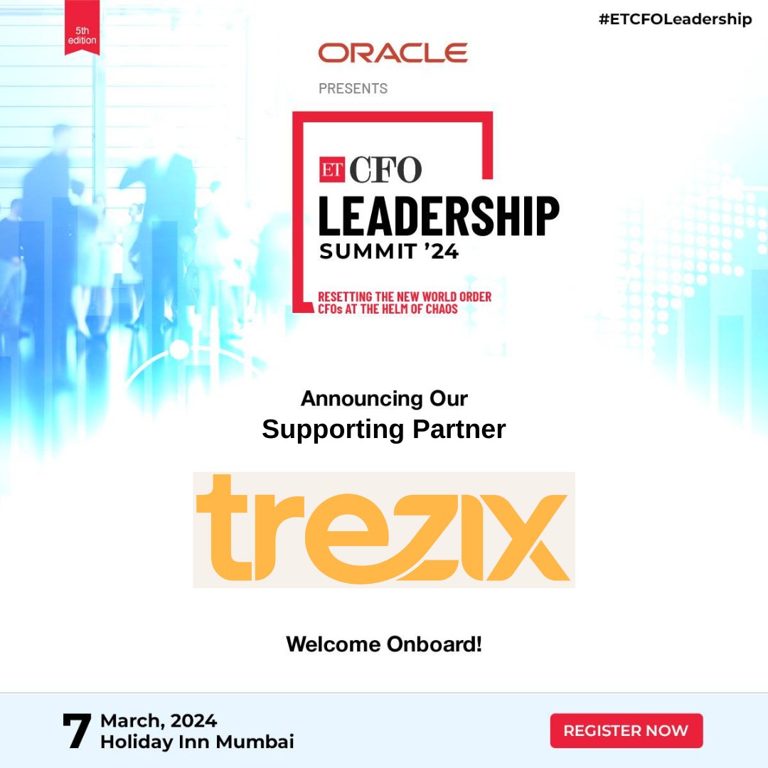 et_cfo's tweet photo. We are thrilled to welcome Trezix as a supporting partner at #ETCFOLeadership, pioneering change in finance leadership!

Register Now: https://t.co/Go6IhYjJ8u

#ETCFO #ETCFOLeadership #Finance #Leadership #Networking #SocialMedia #CFOInsights #Fintech #P2 #FinanceTalk https://t.co/oTdTYSPqjv