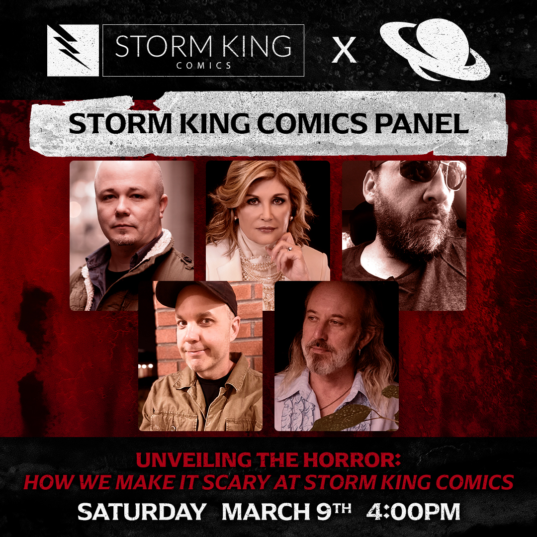 Are you going to be at @PlanetComicon? Stop by our panel, “Unveiling the Horror: How We Make It Scary at Storm King Comics” featuring Sandy King, Cullen Bunn, Neo Edmund, Tim Bradstreet, and Sean Sobczak Saturday, March 9th at 4PM! #planetcomicon2024 #stormkingcomics