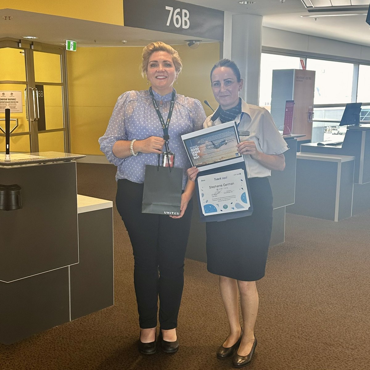 #TeamBNE celebrates outstanding personal customer recognitions. Thank you Kim, Steph and Rianna, for going above and beyond when taking care of our customers and creating memorable @united experiences! #goodleadstheway #beingunited