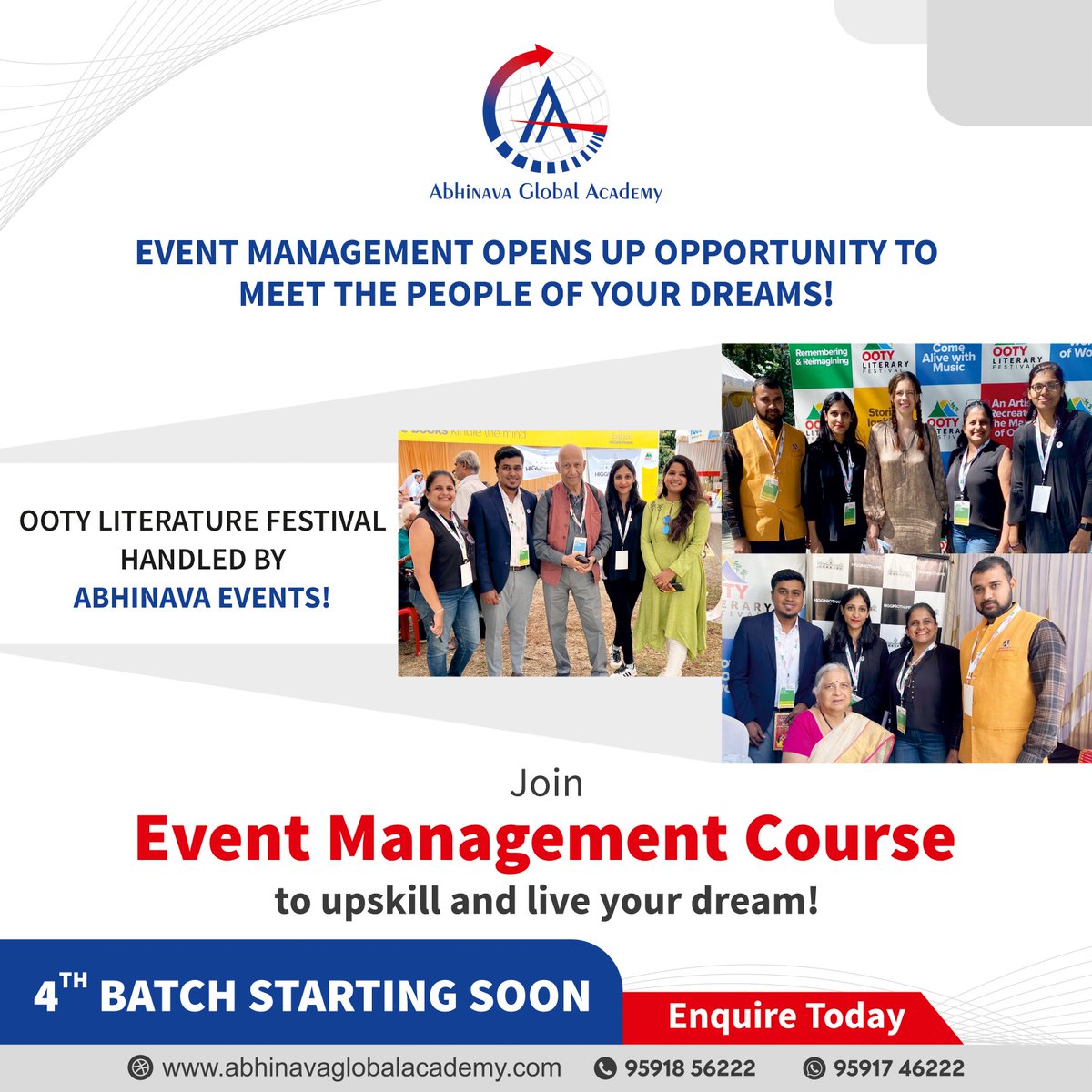 AbhinavaGlobal's tweet image. 🪄 𝐃𝐢𝐬𝐜𝐨𝐯𝐞𝐫 𝐭𝐡𝐞 𝐦𝐚𝐠𝐢𝐜 𝐨𝐟 𝐞𝐯𝐞𝐧𝐭 𝐦𝐚𝐧𝐚𝐠𝐞𝐦𝐞𝐧𝐭! 

Elevate your #skills and pursue your dreams by joining our Event Management Course. 🎓

#AbhinavaGlobalAcademy #eventmanagementcourse #eventmanagement #careergrowth #certification #interships #JoinUs