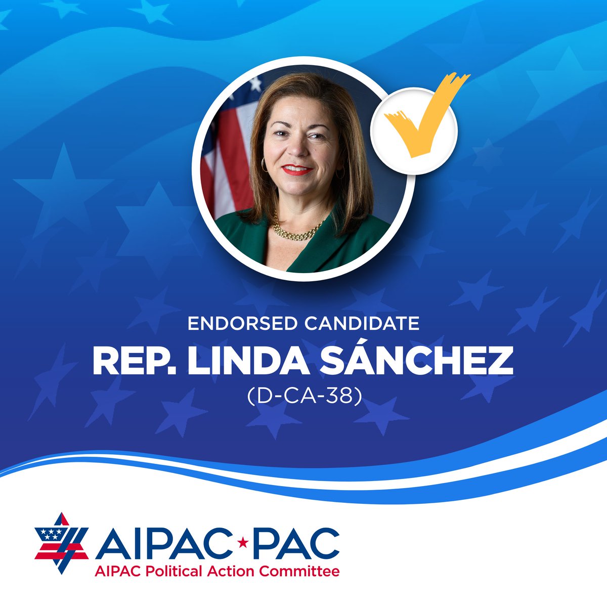 Congratulations to AIPAC-endorsed @RepSwalwell and @RepLindaSanchez on your primary election victories! AIPAC is proud to stand with pro-Israel candidates who help strengthen and expand the U.S.-Israel relationship. Being pro-Israel is good policy and good politics.