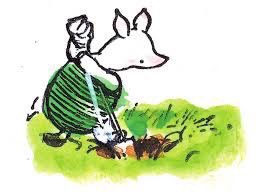 A_AMilne's tweet image. “If I plant a honeycomb outside my house, then it will grow up into a beehive,” said Pooh.
Piglet wasn’t quite sure about this.
“Or a PIECE of a honeycomb,” said Pooh, “so as not to waste too much. Only then I might only get a piece of a beehive. Bother.” ~A.A.Milne #gardening